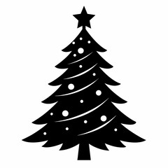 christmas, tree,christmas tree black single vector, holiday, fir, winter, decoration,christmas tree isolated,