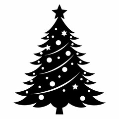 christmas, tree,christmas tree black single vector, holiday, fir, winter, decoration,christmas tree isolated,