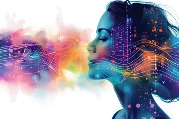 Obraz premium Abstract Sound Waves graphic with a Female