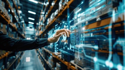 Fototapeta premium Warehouse Automation and Data Visualization