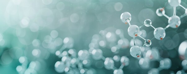 Closeup of molecular structure with blue background. Concept of science, research, and biotechnology.