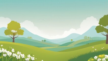 Fototapeta premium Landscape illustration anime style background, Generative Ai
