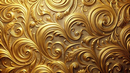 Luxurious golden texture with intricate swirl patterns and subtle shimmer, evoking opulence and sophistication in a high-end aesthetic.