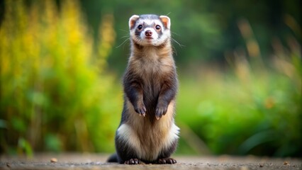 Fullbody Portrait Ferret Standing Hind