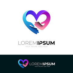 Abstract love care logo template, social and charity design