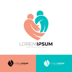 mother and child logo forming a heart icon, unity design