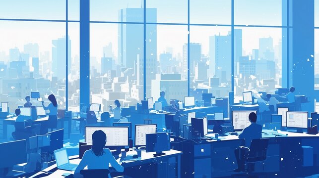 オフィスで働いている人々、イラストイメージ6