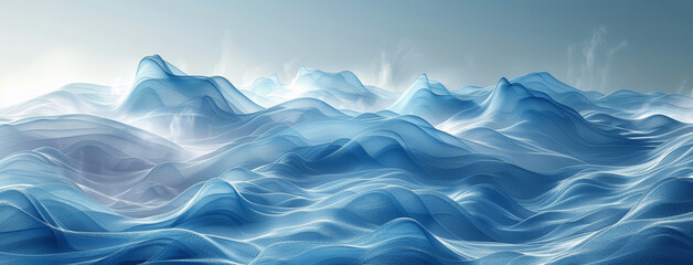 Obraz premium Abstract Blue Wave Background with Smooth Lines and Space for Design in Light Colors