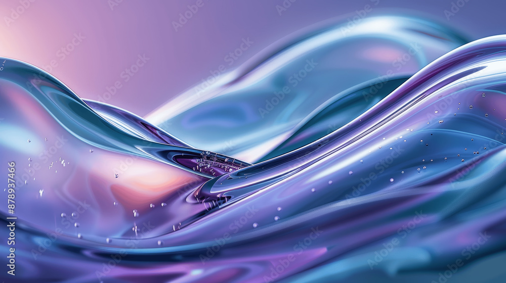 Wall mural Blue and Purple Curved Waves Glass Texture Background High Resolution