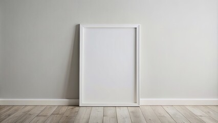 A crisp, empty, A4-sized poster within a sleek white frame, mounted on a minimalist background, awaiting creative content and design.
