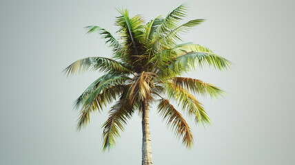 Palm tree isolated on gray background. palm tree, tropical tree, exotic plant, isolated palm, gray background, botanical photography, nature close-up, vibrant leaves, tropical foliage,