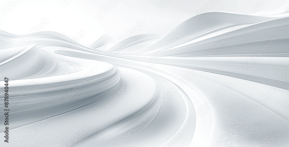 Poster futuristic abstract white background with curved lines and 3d elements for modern technology