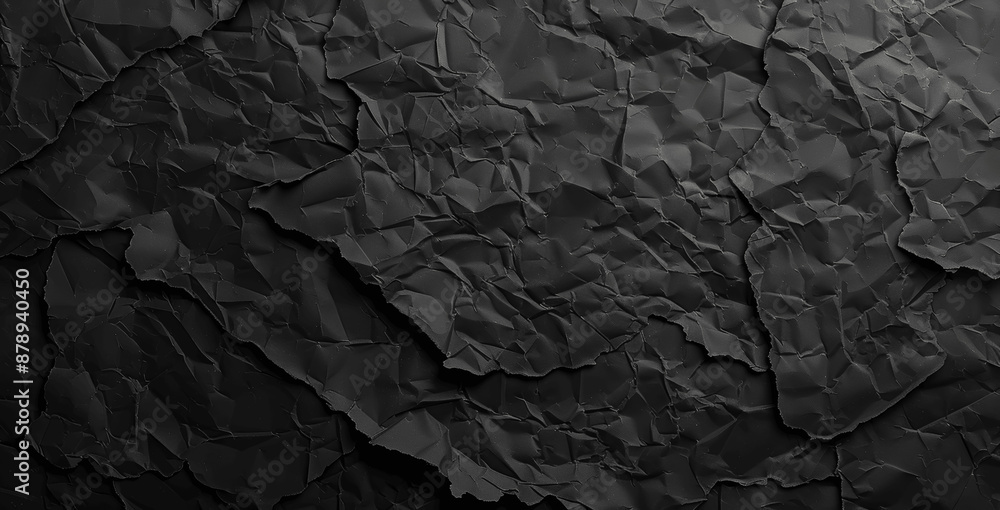 Poster black crumpled paper texture dark abstract background with space for text