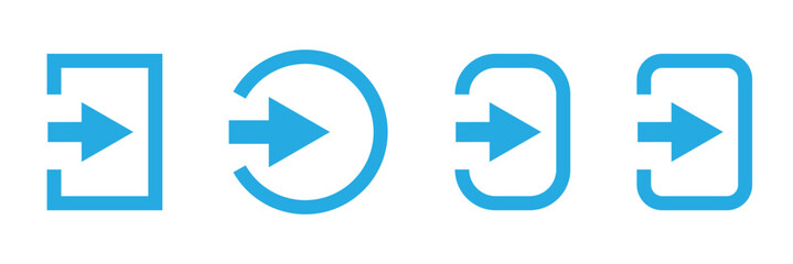 Entrance and exit vector icons. Sing in and sign out, login and logout icons isolated. 