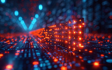 Fototapeta premium Digital growth and finance futuristic technology background. Big data arrow chart investment business economy stock market increase. Vector illustration
