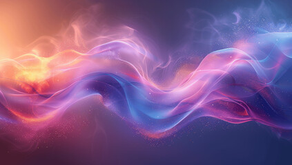 Obraz premium Blue Purple Curved Lines Waves Neon Light Abstract Background