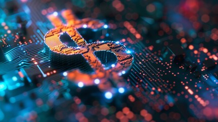 Digital Dollar Symbol on Circuit Board