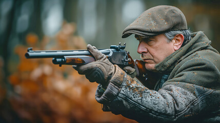 獲物を狙う男性ハンター