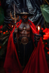 Fototapeta premium Exu Tranca-Ruas Powerfull Brazilian Afro Candomble, Umbanda, Quimbanda, Religion Tradition 