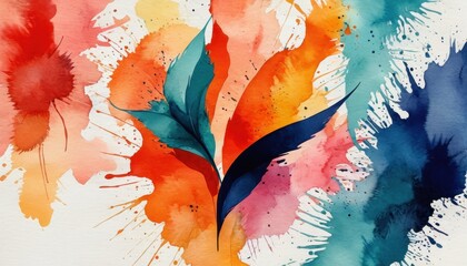 Abstract Watercolor Background with Colorful Splashes