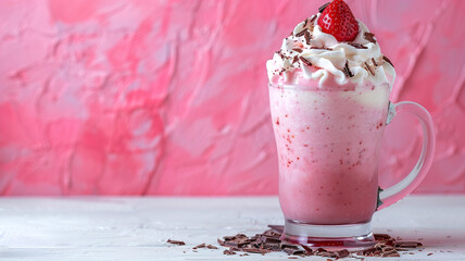 Strawberry smoothie or milkshake with straw in disposable plastic glass isolated on white background. strawberry smoothie, milkshake, disposable plastic glass, white background, smoothie with straw,