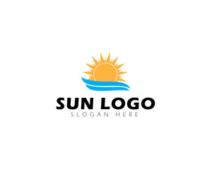 Sun and wave Logo Template. Universal creative premium symbol. Vector illustration