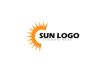 Morning or Summer Sun Rays for Solar Panel System Electricity Logo Design