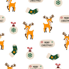 Beautiful Christmas pattern seamless, handmade pattern, great for Christmas textiles, banners, wraps, wallpapers - vector surface. Christmas elements.