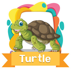 Smiling turtle with vibrant background
