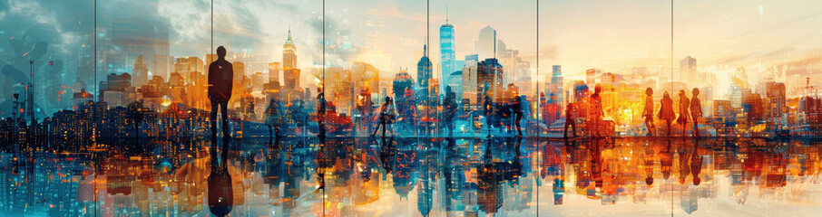 Fototapeta premium Teamwork and Technology in Global Business Network, HR Recruitment, Data Exchange, and Collaboration