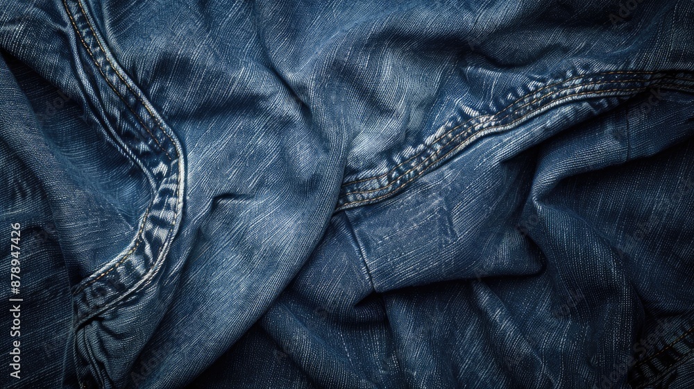 Poster denim backdrop with jeans texture in abstract style and space for text overhead view