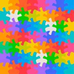 Background with jigsaw puzzle 56 colorful pieces image vector.	
