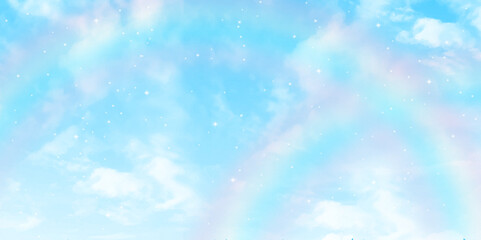 Background with clouds on blue sky. Vector background