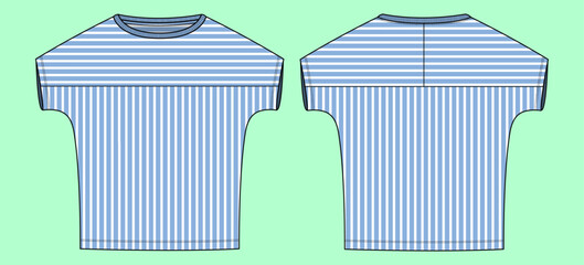 ladies short sleeve drop shoulder t-shirt fashion illustration flat sketch vector.