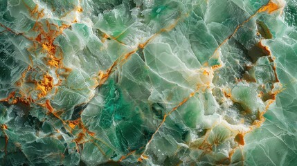 High-resolution close-up of green and orange marble texture showcasing intricate veining patterns, perfect for backgrounds or design projects.