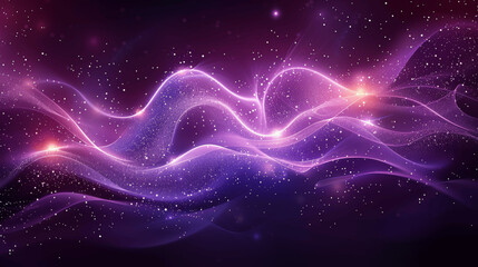 Fototapeta premium Abstract Purple Waves with Glowing Stars and Light Background Modern Wallpaper Illustration