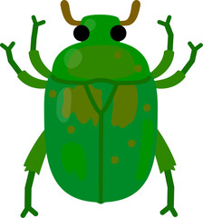 緑色のカナブンのデフォルメイラスト