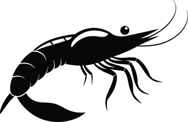 shrimp vector silhouette, shrimp icon vector, Sea lobster

