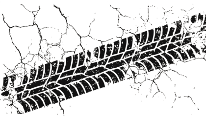 Tire track on white surface