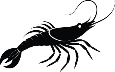 shrimp vector silhouette, shrimp icon vector, Sea lobster


