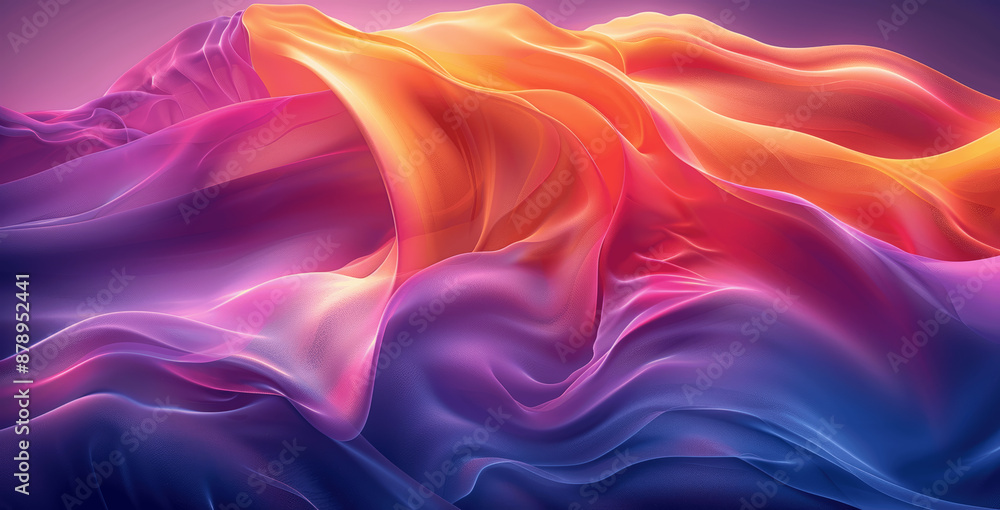 Poster fluid multicolored shapes abstract 3d rendered illustration with gradient liquid on black background