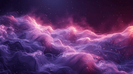 Ultra Detailed Abstract Purple Background with Glowing Stars and Smoke Waves for Banner Poster or Presentation