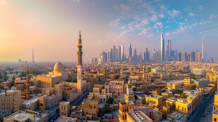 Obraz premium Dubai Skyline: A Blending of Tradition and Modernity