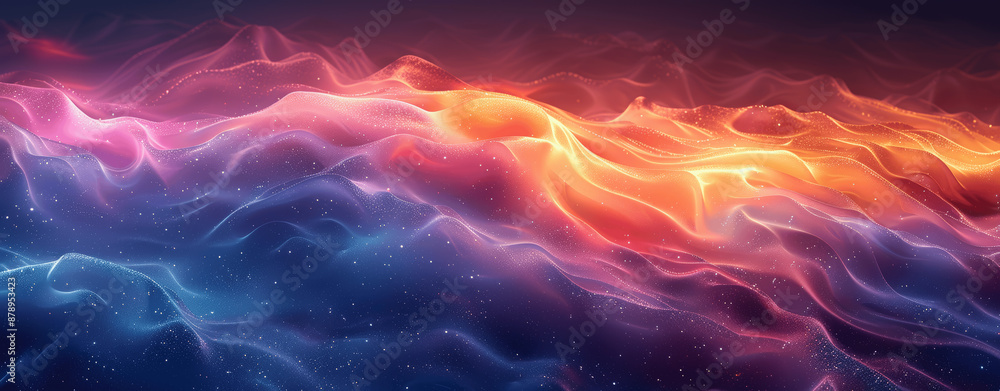 Poster vibrant abstract background with colorful waves and glow dark gradient vector illustration