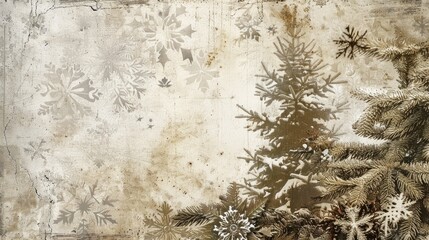 Vintage Christmas design on silver backdrop with sepia tones