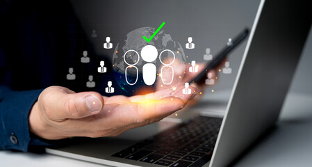 Recruitment leadership concept Online and modern technology to make human resource systems easier.