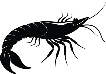 shrimp vector silhouette, shrimp icon vector, Sea lobster

