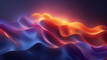 Colorful Wavy Shapes on Dark Gradient Background Modern Abstract Art