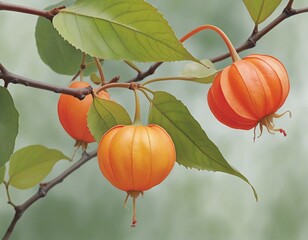 Watercolor physalis fruit illustration