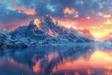 Reflection on the Snow Mountain Lake Surface